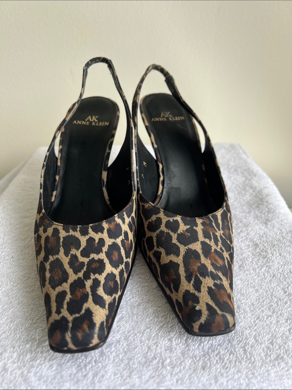 Anne Klein Leopard-Print Slingback Heels - Brown/Black
